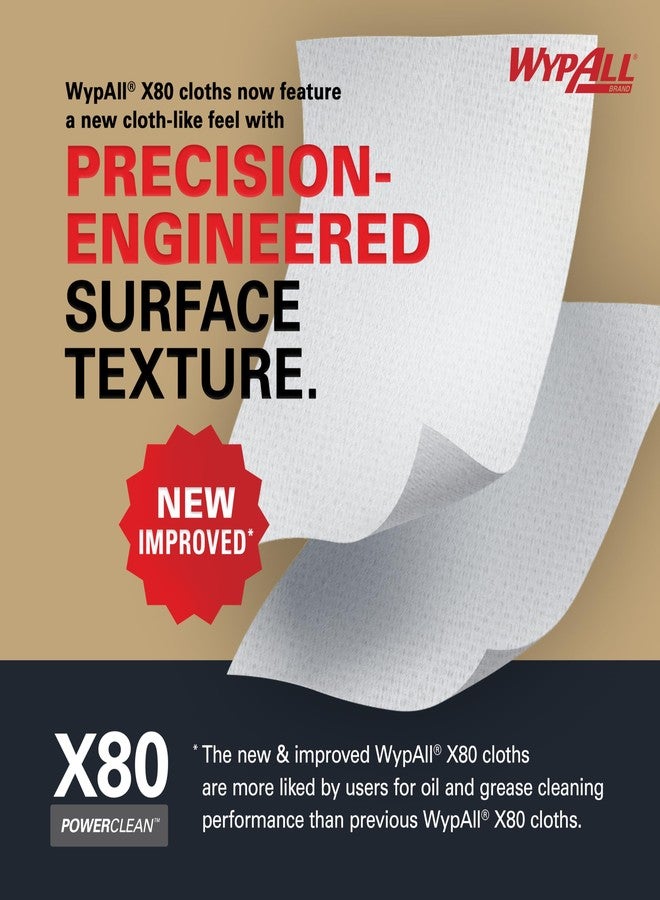 WypAll PowerClean X80 Cloths Heavy Duty Wipes (41026), Quarterfold, Extended Use Towels, White (4 Packs of 50 Sheets, 200 Sheet Total) - Image 5